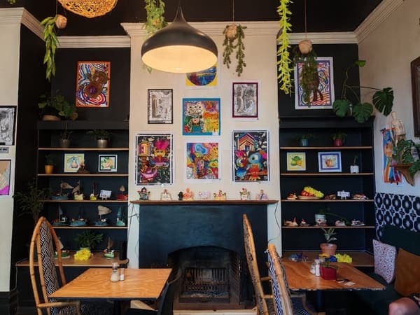 Fireplace gallery wall