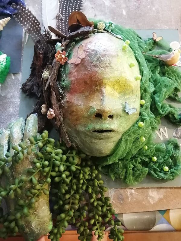 Forest mask, clay & sculpture