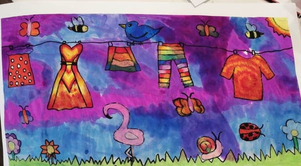 Grandma's washing line, painting