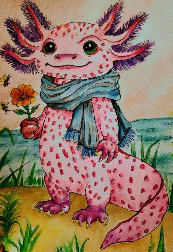 Axolotl in a scarf