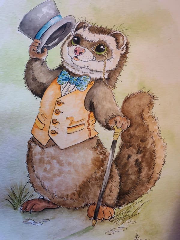 Ferret tipping his top hat