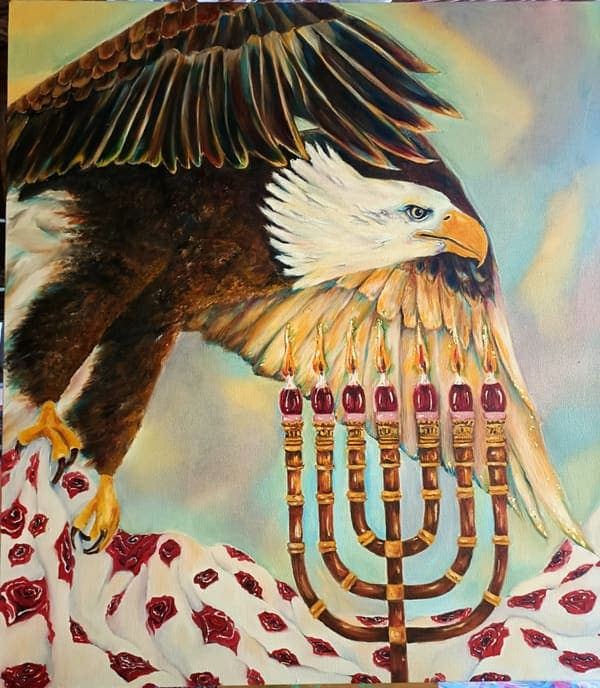 Eagle and menorah