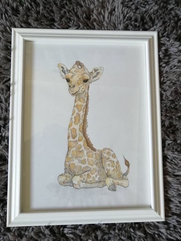 Baby giraffe, framed
