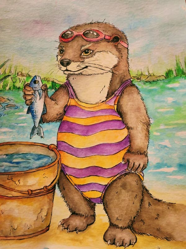 Otter in a swimsuit
