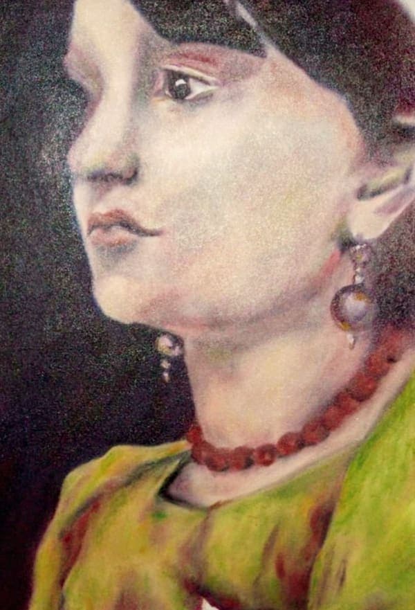 Woman with a red necklace